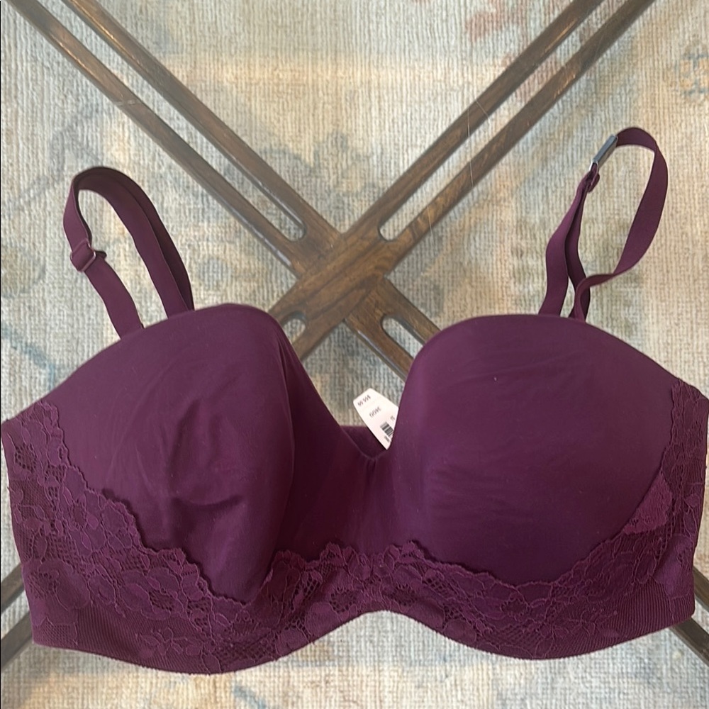 Victoria's Secret Purple Lace balconette/strapless convertible option Bra 38DD